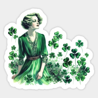 Vintage Shamrock St. Patrick's Day Woman Sticker